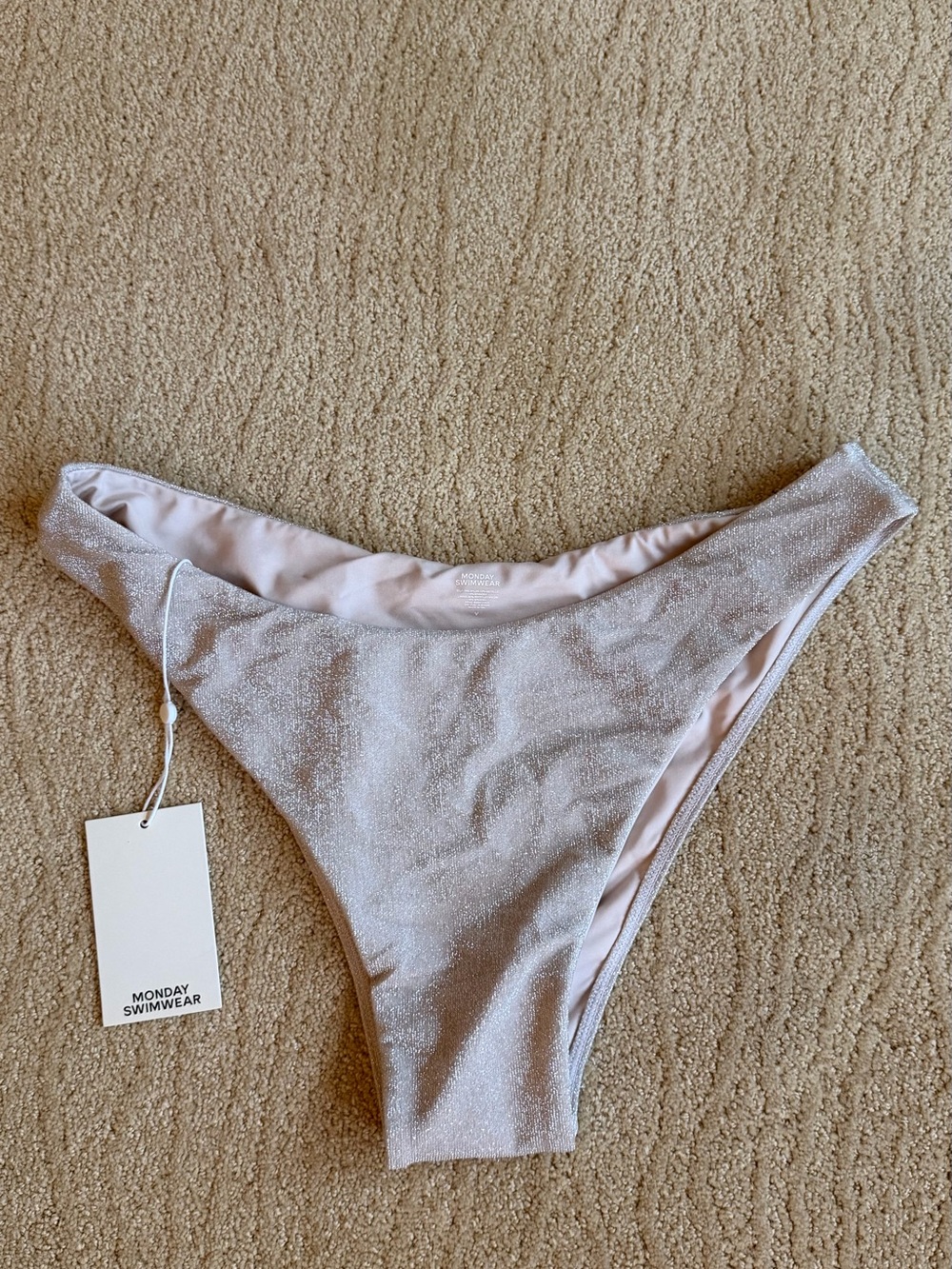 NWT Monday Swimwear Byron Bikini Bottom Silver Shimmer Size V Voluptuous